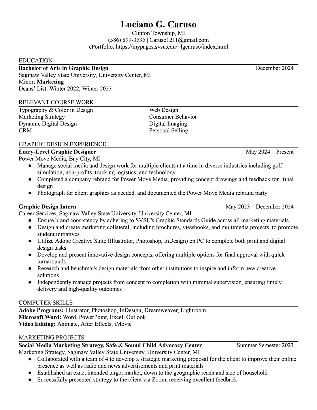 Resume Page 1