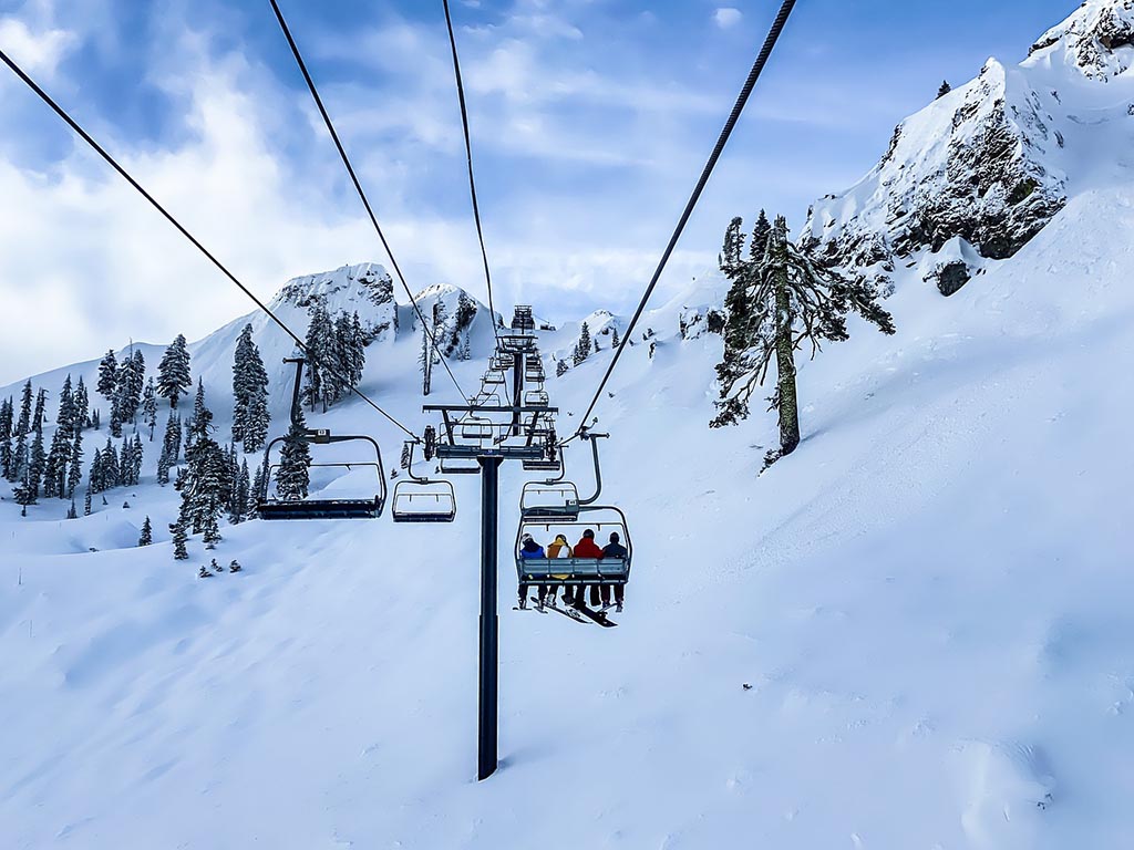 people on ski lift